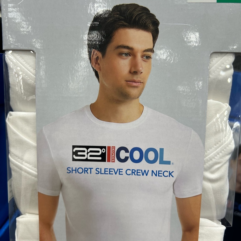 32 Degrees Men's Cool Tee, 3-pack (white) Stretch/Comfort/Quick Dry